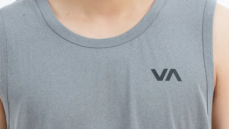 Grey Scoop Neck Tank Top with Chest Logo and Side Lettering
