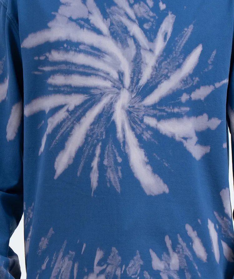 Blue Long Sleeve T-Shirt with Spiral Tie-Dye Effect