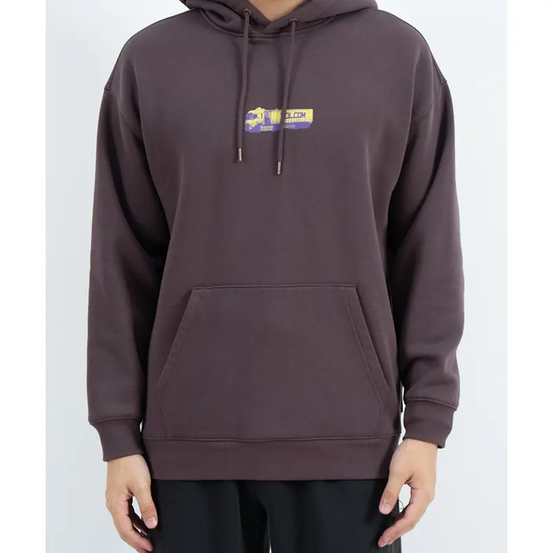 Pullover hoodie med känguruficka och flerfärgad lastbilsbaksida