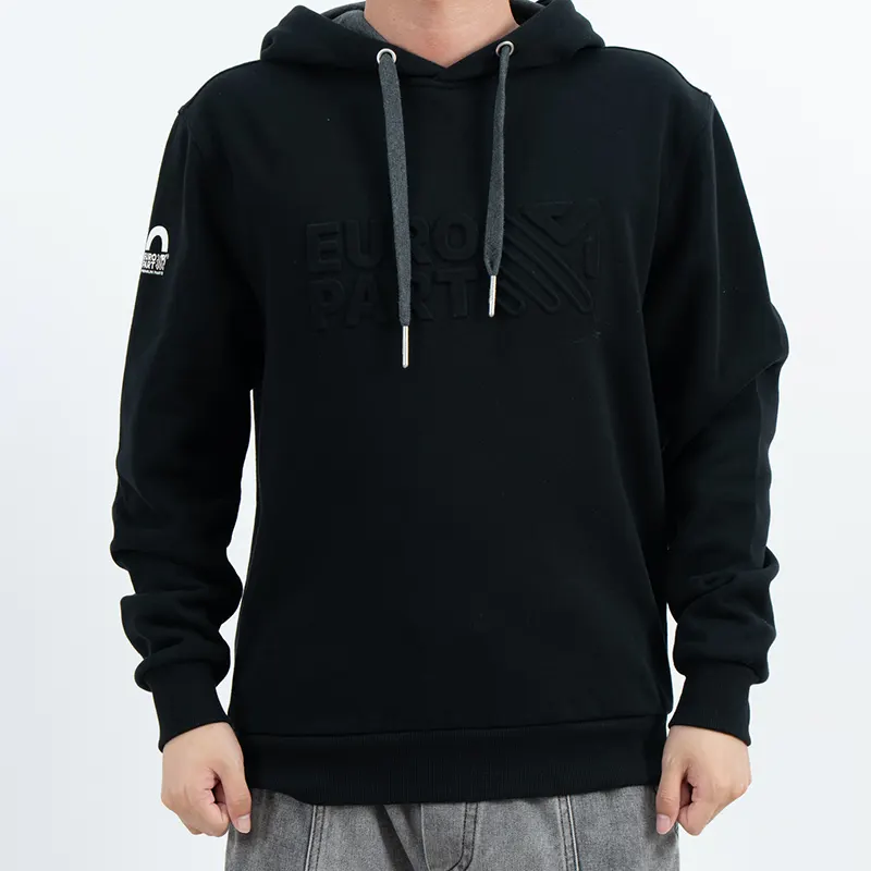 Pullover hoodie med upphöjd tonal bröstgrafik och lastbilsbackgrafik